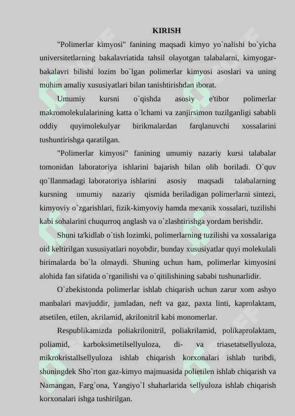 Getro zanjirli polimerlaning olinishi xossalari va ishlatilishi 2