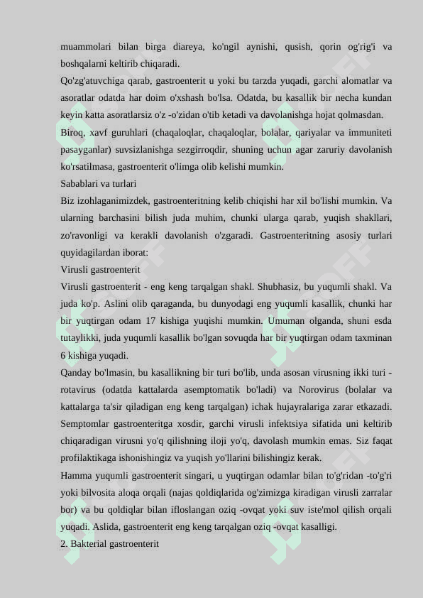 Odamlarda gastroenteritlarni qo'zg'atuvchi viruslar 2