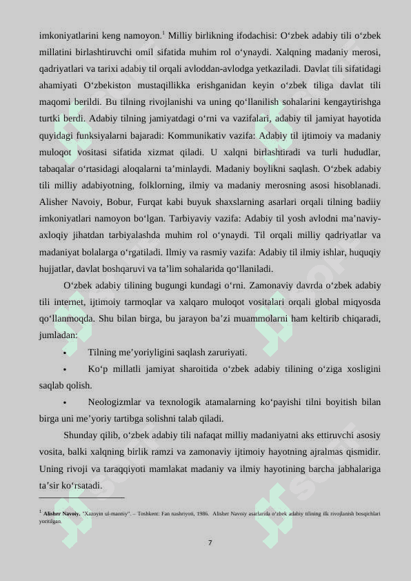 Hozirgi O‘zbek Adabiy Tili fanidan kurs ishi 7