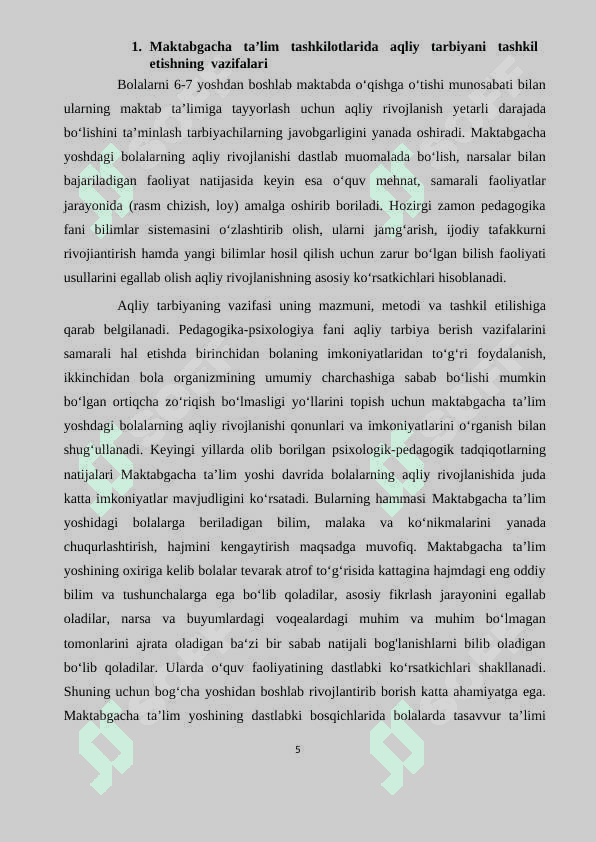 MAKTABGACHA TA’LIM TASHKILOTLARIDA AQLIY TARBIYANI TASHKIL ETISH 5