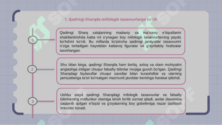 Qadimgi Sharqda asotiriy tasavvurlar va falsafiy bilimlarning paydo bo’lishi 3