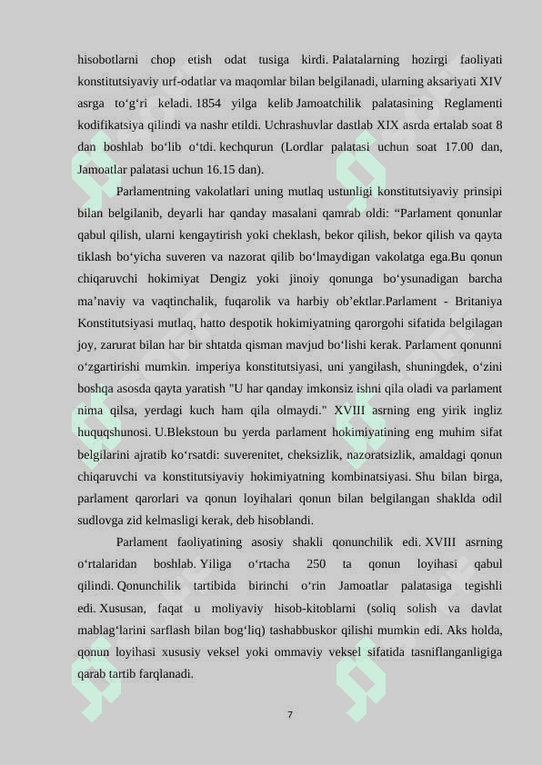 Ingliz Parlamenti (XVII Asrning ikkinchi yarmi - XIX asrda) 7