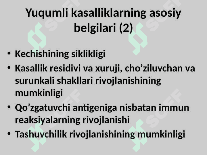 Yuqumli Kasalliklar Faniga kirish 8