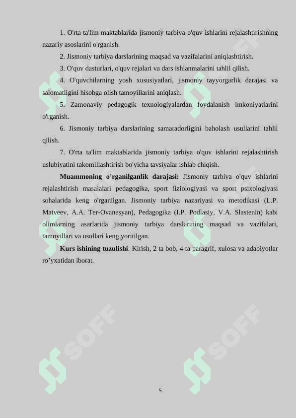 O’rta ta’lim maktabida jismoniy tarbiya o’quv ishlarini rejalashtirish uslubiyati 5