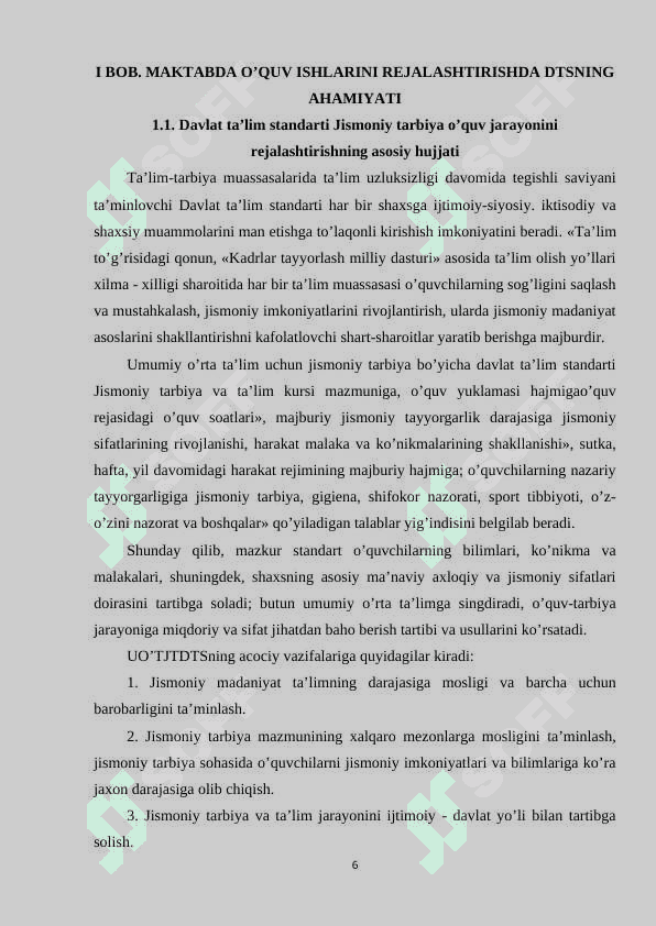 O’rta ta’lim maktabida jismoniy tarbiya o’quv ishlarini rejalashtirish uslubiyati 6