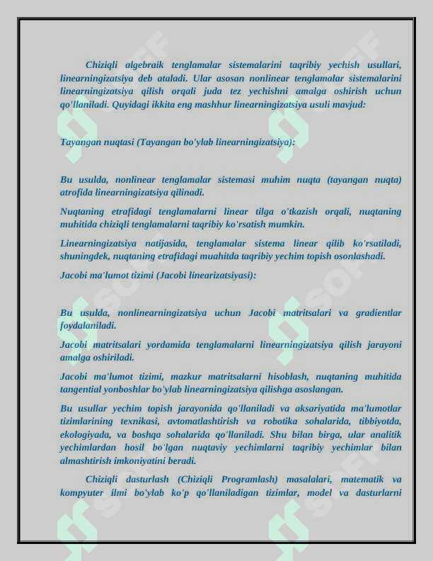Chiziqli algebraik tenglamalar sistemalarini taqribiy yechish usullari 2