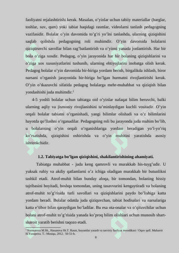 O'rta guruhda tabiatga oid o'yinlarni tashkil etishning mashg'ulot ishlanmalari 8