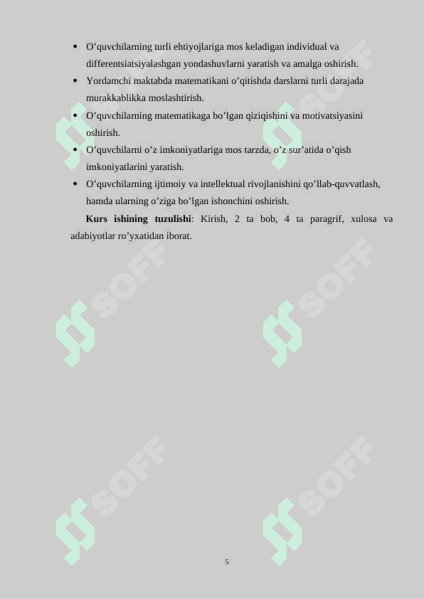 Yordamchi maktabda matematikani o’qitishda o’quvchilarga individual va differentsirlashgan yondashuvni amalga oshirish 5