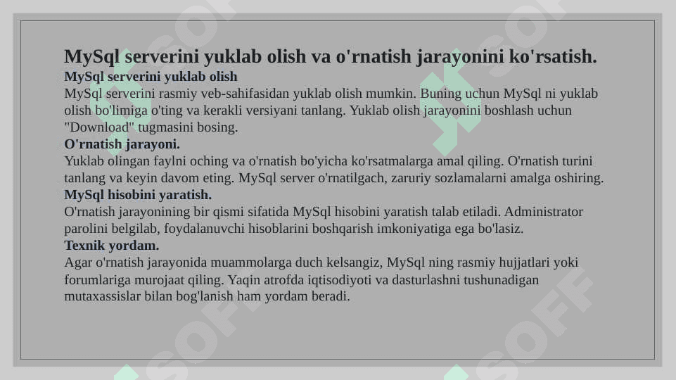 Ma'lumotlar bazasi dasturlarini o'rnatish va sozlash 3