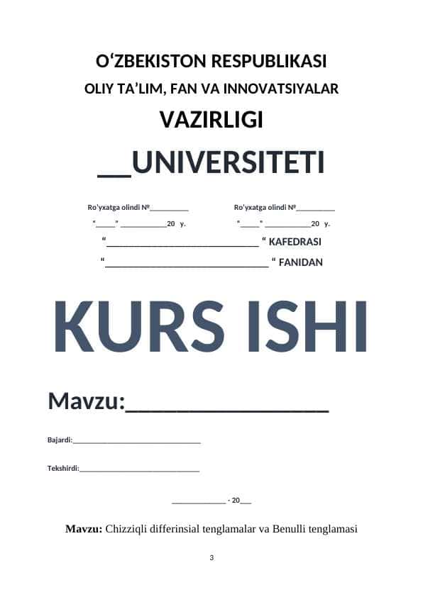 Chizziqli differinsial tenglamalar va Benulli tenglamasi.docx