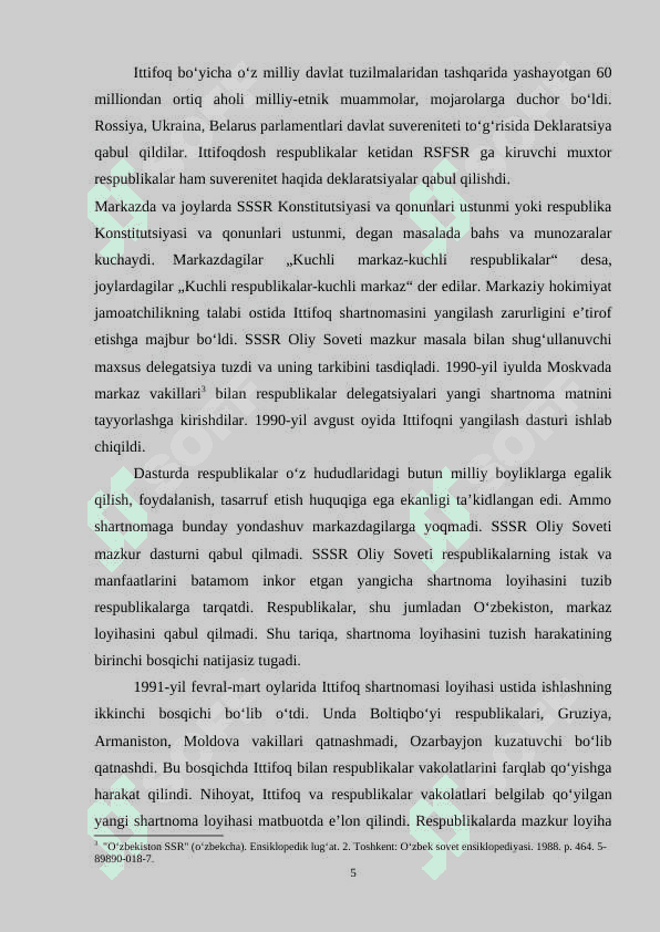 Mustaqil O'zbekiston Respublikasining tashkil topishi 5