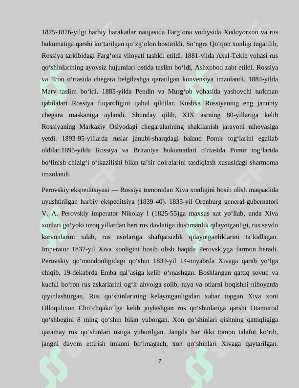 ROSSIYA IMPERIYASINING TURKISTONGA KIRIB KELISHI VA UNING AHAMIYATI. 7
