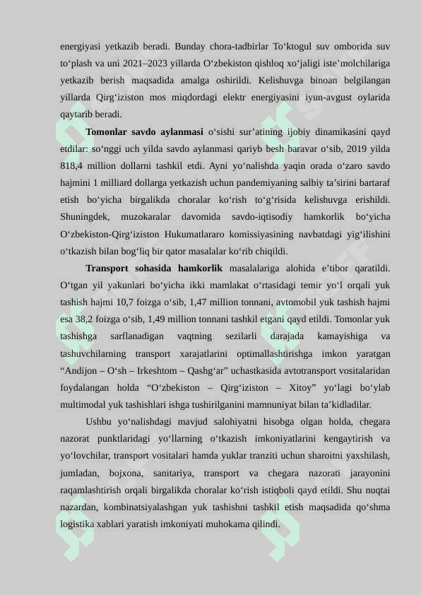 O'zbekiston va Qirg'iziston o'rtasidagi iqtisodiy munosabatlar 3