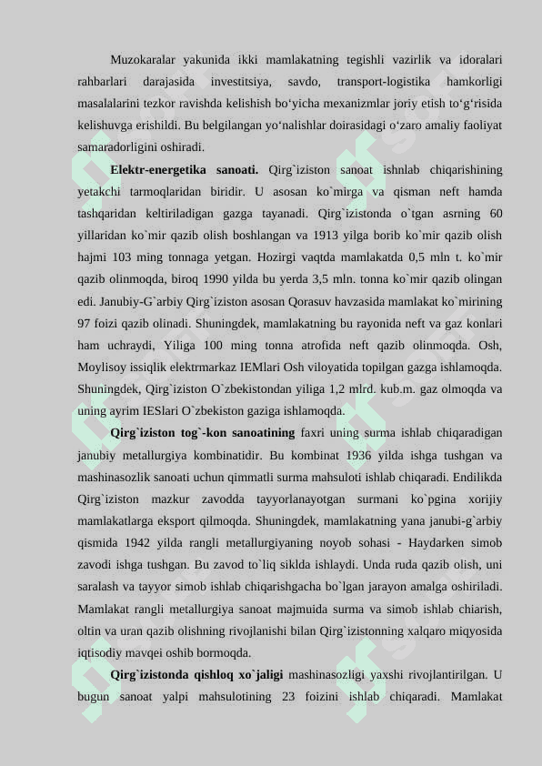O'zbekiston va Qirg'iziston o'rtasidagi iqtisodiy munosabatlar 4