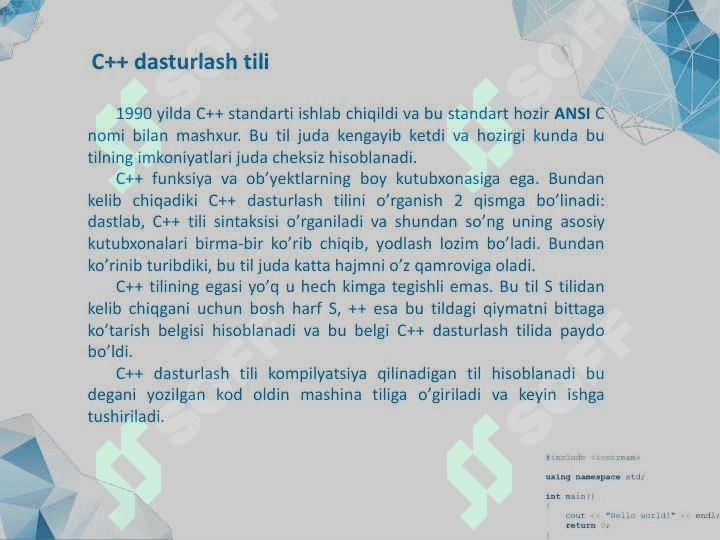 C++ dasturlash tilining asosiy tushunchalari va strukturasi 3