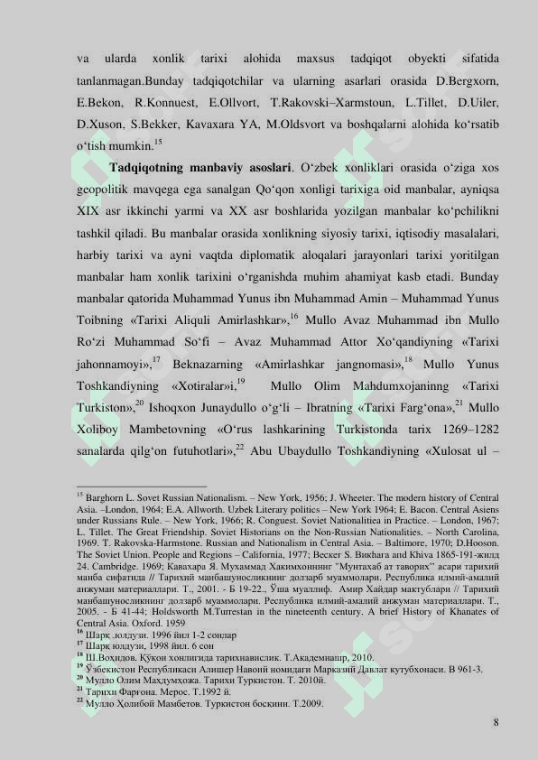 Qо„qon Xonligining Siyosiy Tarixining Mustaqillik Davri Tarixshunosligi (1991-2012 yy) Dissertatsiyasi 8