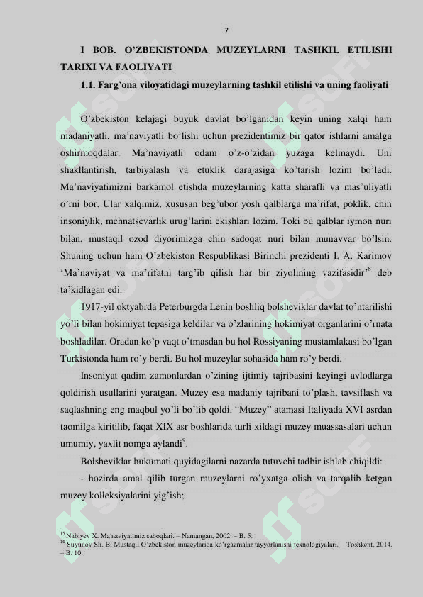 Farg'ona viloyati muzeylari tarixi (Sovet davri va mustaqillik yillari misolida) 7