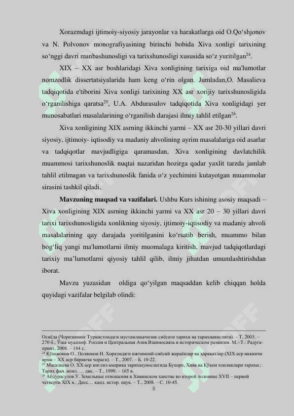 Xiva Xonligi Tarixi Tarixshunosligi 8