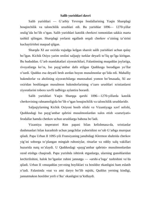 Salib Yurishlari Davri 1