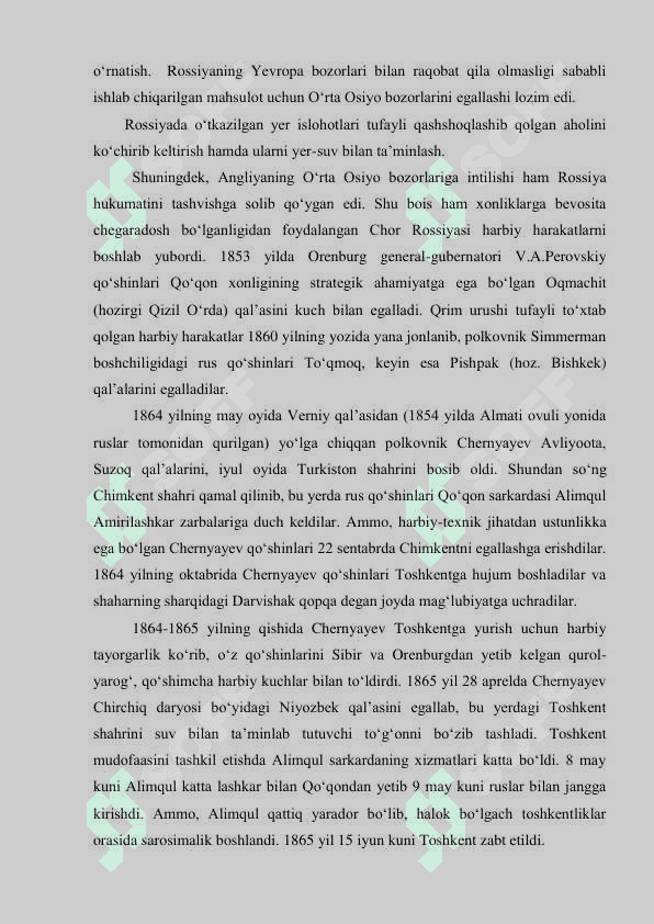 turkiston general gubernatori. O'rta OSiyoda rus mustamlakachiligi 5