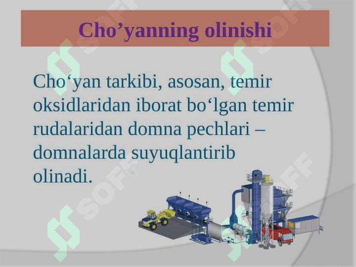 O'zbekistonda metallurgiya. Cho’yan ishlab chiqarish 7