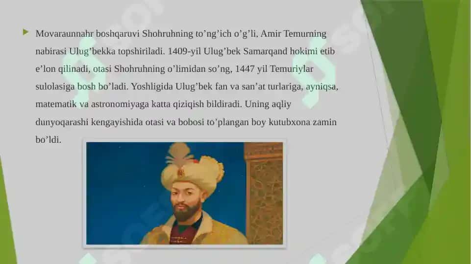 MIRZO ULUG’BEK-DAVLAT ARBOBI VA BUYUK OLIM 4