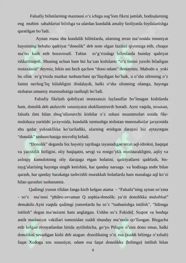 ONTOLOGIYA-BORLIQ HAQIDAGI FAN 8