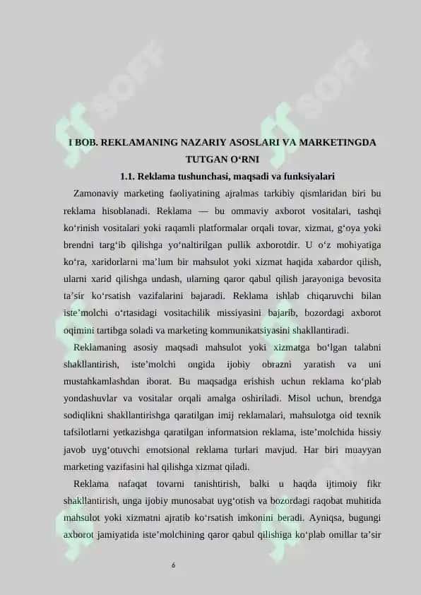 Reklama — korxona marketingining asosiy vositalaridan biri sifatida 6