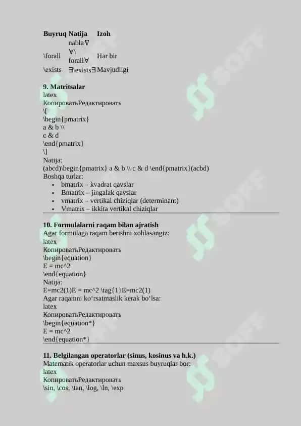 Latex matematik formulalar bilan ishlash 4