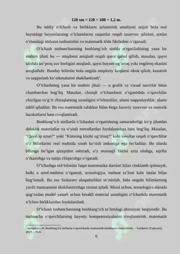 Boshlang’ich sinflarda uzunlik  tushunchasini  shakillantirishga  doir  misol  va  masalalar  yechish 6