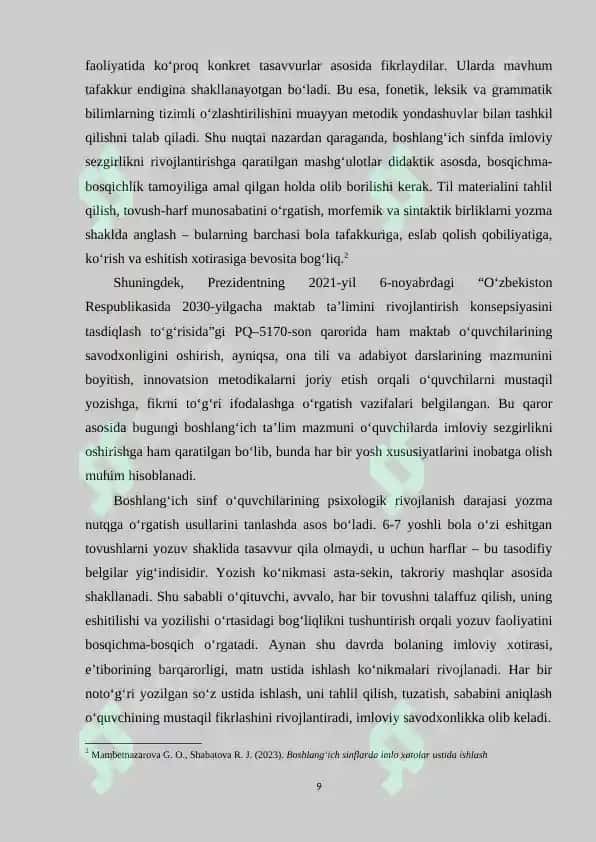 Boshlang‘ich sinflarda imloviy sezgirlikni oshirish 8