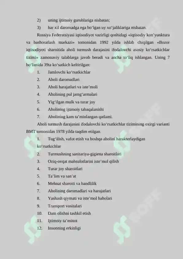 Aholi turmush darajasini ifodalash 2