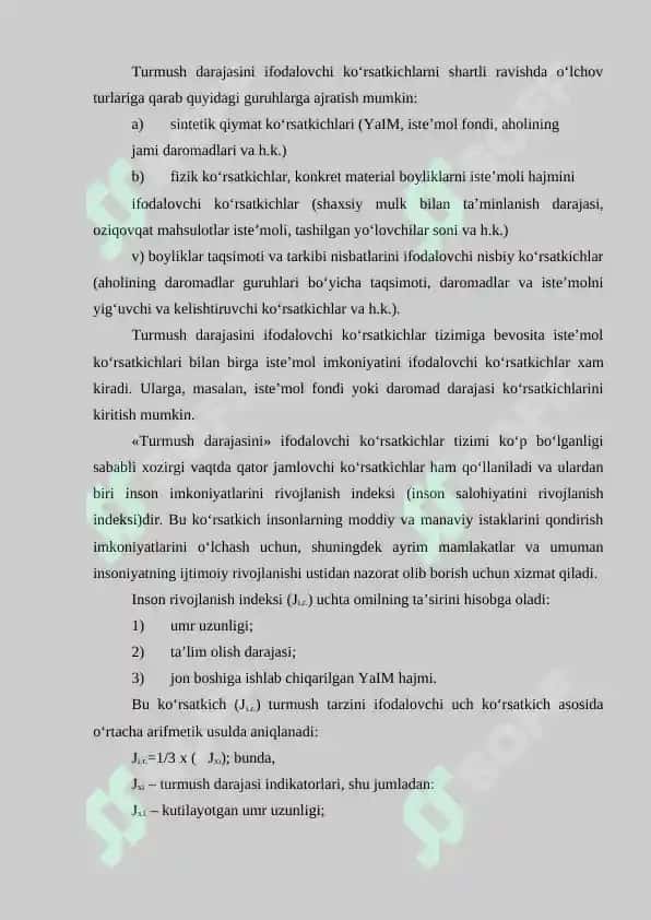 Aholi turmush darajasini ifodalash 3