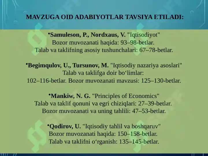 Iqtisodiyot bozori haqida adabiyotlar 2