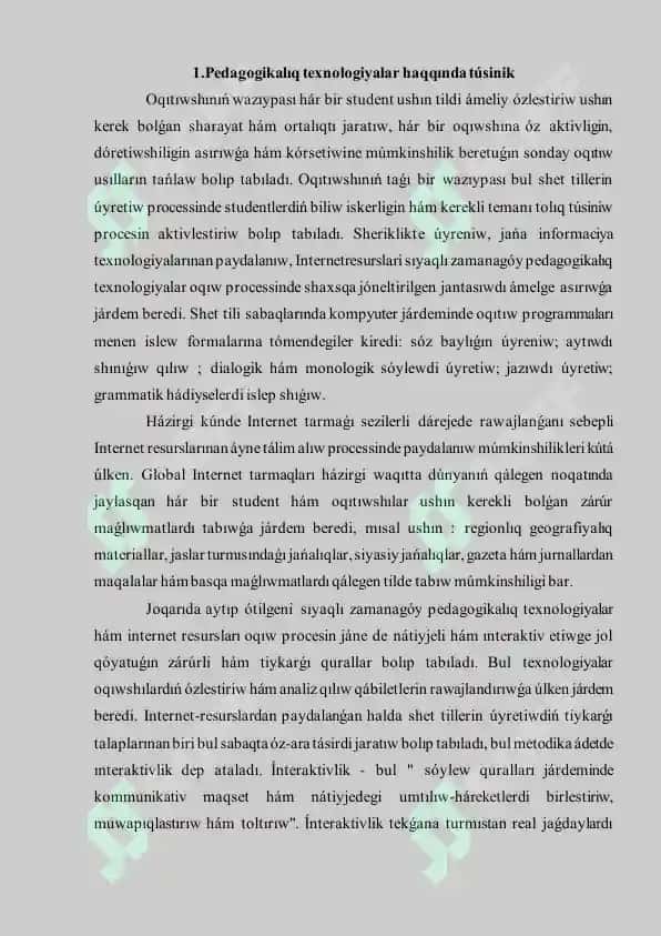 Zamanagóy bilimlendiriwde pedagogikalıq texnologiyalardan paydalanıw zárúrligi 3
