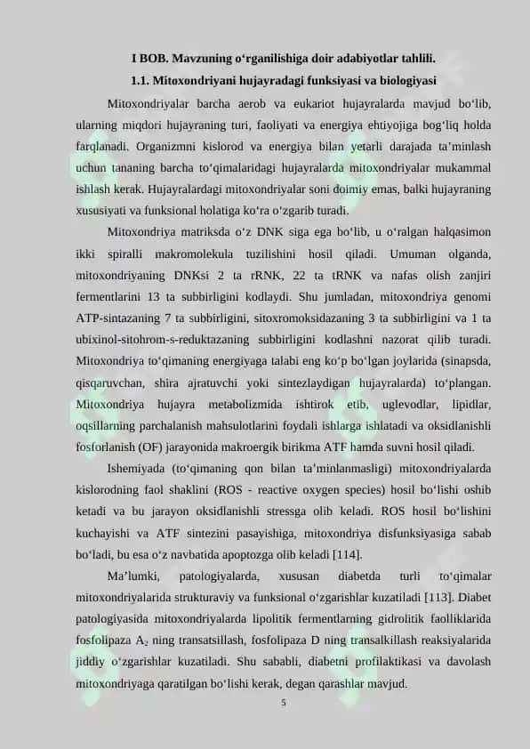 Kalamush jigar mitoxondriya disfunksiyasiga ayrim biofaol moddalar ta’siri 5