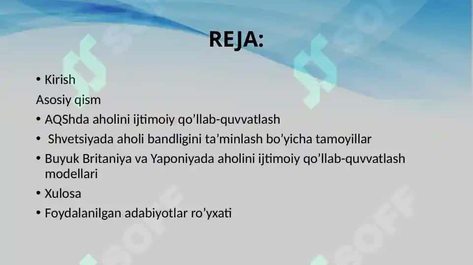 Xorijiy mamlakatlarda aholini ijtimoiy qo'llab-quvvatlash modellari 2