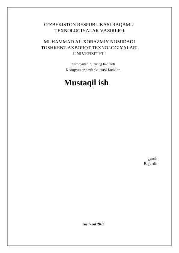 Toshkent Axborot Texnologiyalari Universiteti talabalar uchun o'quv qo'llanmasi