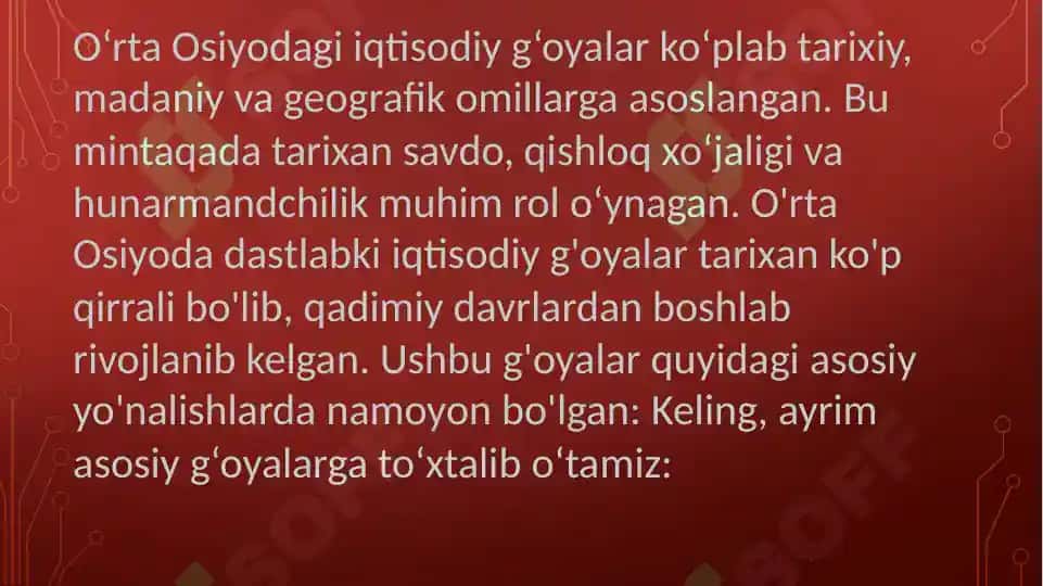 O`rta Osiyoda dastlabki va temuriylar davrigacha bo`lgan iqtisodiy g`oyalar. Amir Temur va Temuriylar davridagi iqtisodiy g`oyalar. Merkantilizm iqtisodiy ta'limoti. 3