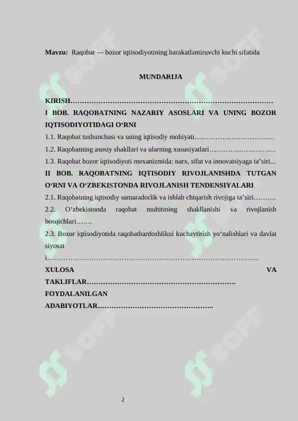 Raqobat  bozor iqtisodiyotining harakatlantiruvchi kuchi sifatida 2