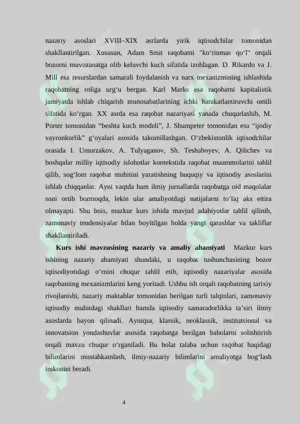 Raqobat  bozor iqtisodiyotining harakatlantiruvchi kuchi sifatida 4