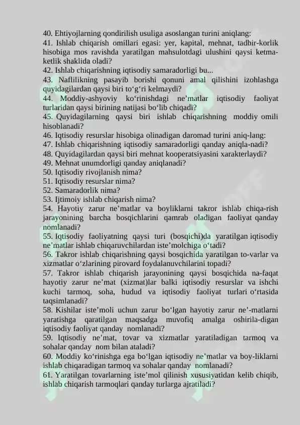 Iqtisodiyot nazaryasidan 200 ta savol 3