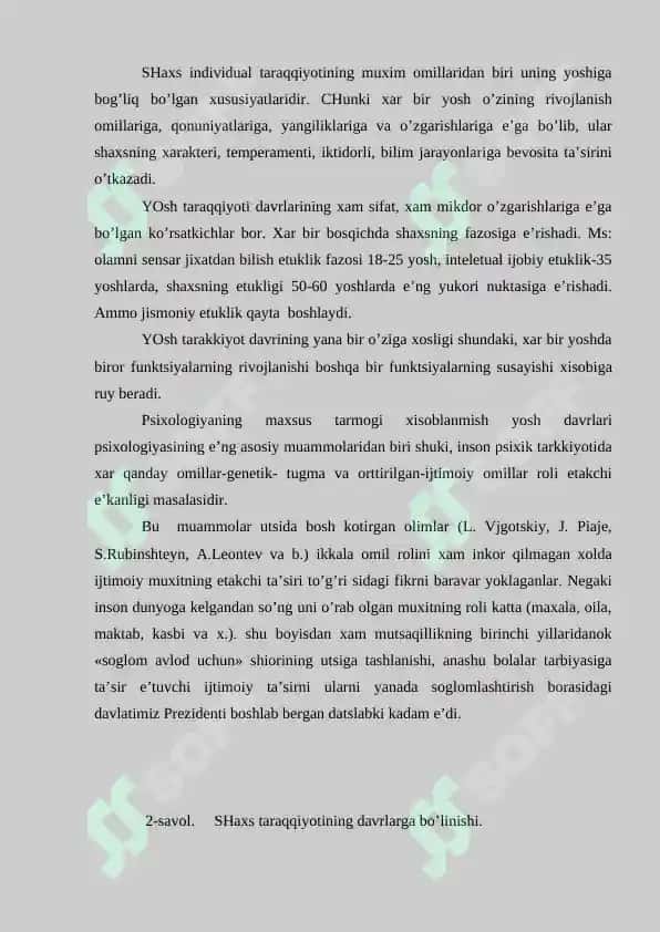 YETUKLIK DAVRINING BOSQICHLARI 2