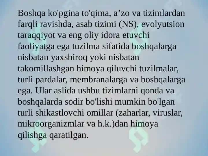 Markaziy asab tizimi patofiziologiyasi 2