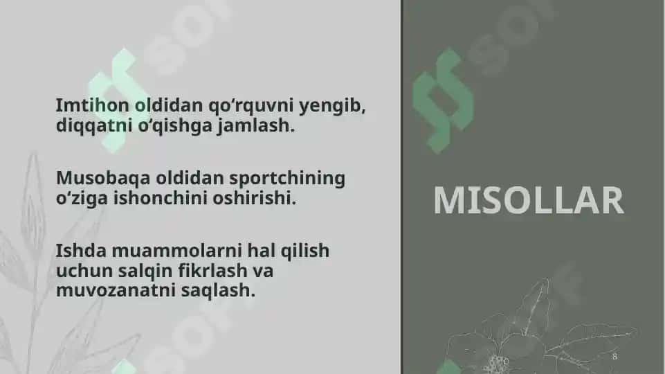 Psixik faoliyatning psixik regulyatsiyasi 8