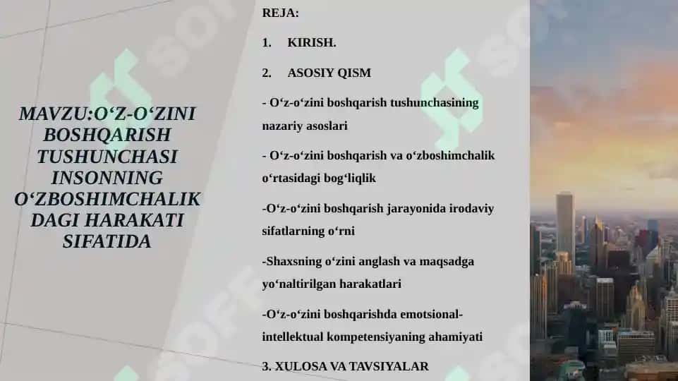 O‘z-o‘zini boshqarish tushunchasi insonning o‘zboshimchalikdagi harakati sifatida 2