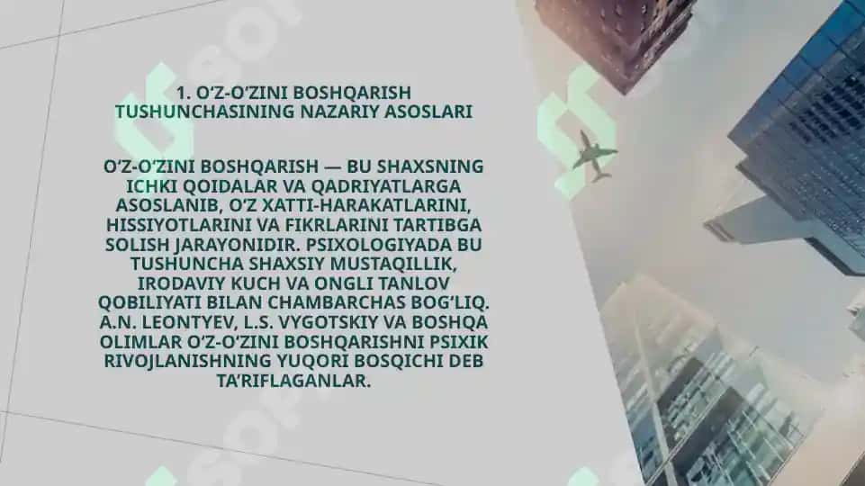 O‘z-o‘zini boshqarish tushunchasi insonning o‘zboshimchalikdagi harakati sifatida 4
