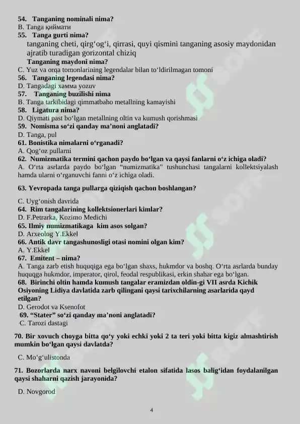 Yordamchi tarix test 4