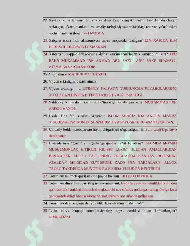 Dinshunoslik test 2