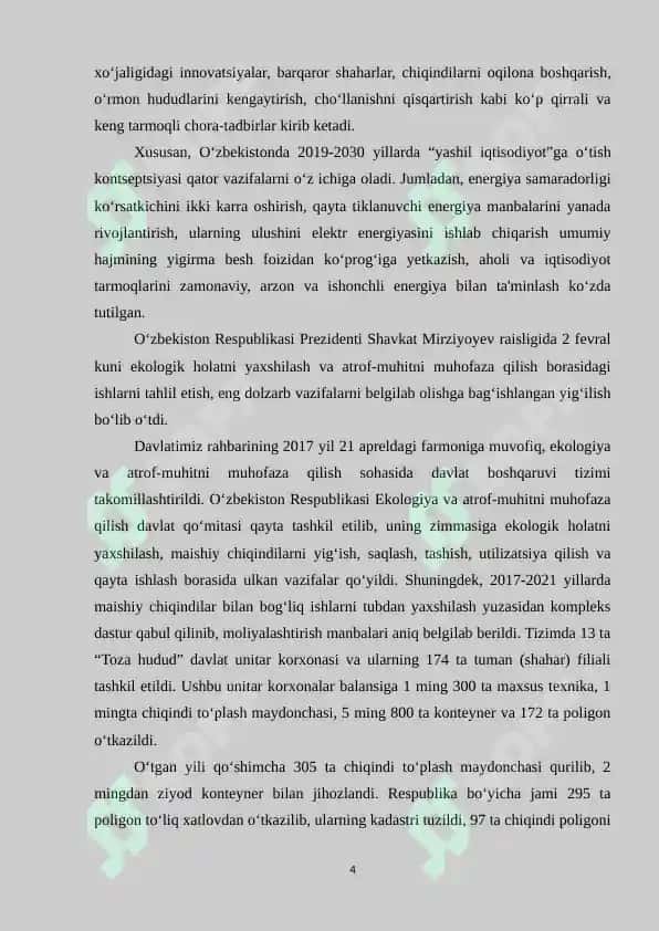 EKOLOGIK SOHADA O’ZBEKISTON RESPUBLIKASIGA TAHDIDLAR 4